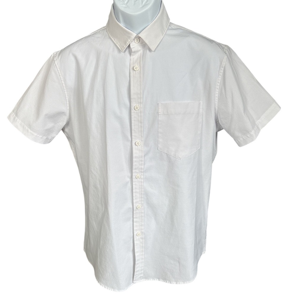 FLX Slim Fit White Mesh Stretch Urban Commuter Polo, Medium, Beach Vacation